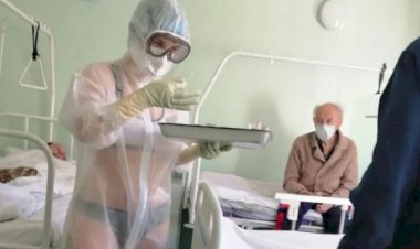 Rus hemşire bikiniyle Corona tedavi edince  dünya şoka girdi!