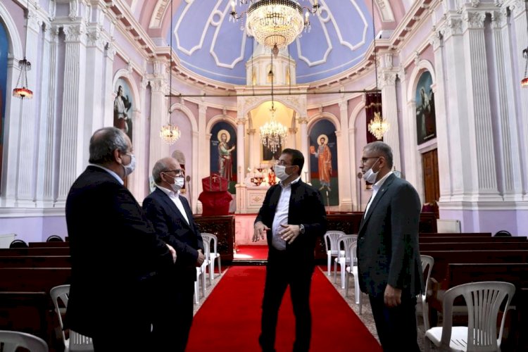 İMAMOĞLU VE TÜRKMEN, HAÇI KOPARILAN KİLİSEYİ ZİYARET ETTİ