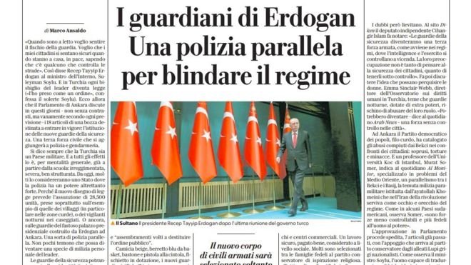 İtalyan La Repubblica gazetesi 'Bekçilerin Erdoğan'ın milis gücüne dönüşmesinden korkanlar az değil'