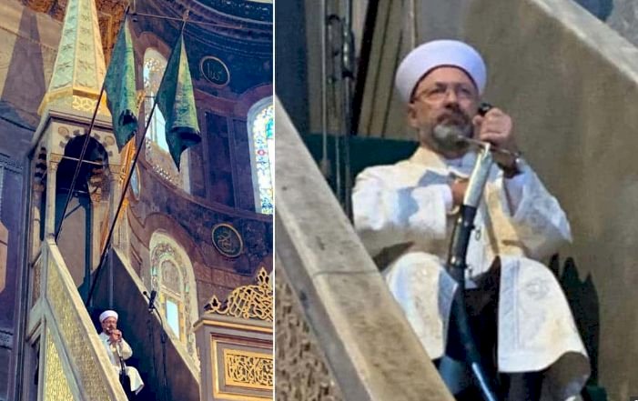 Ayasofya Camii'nde ilk hutbe: Ali Erbaş kılıçla çıktı