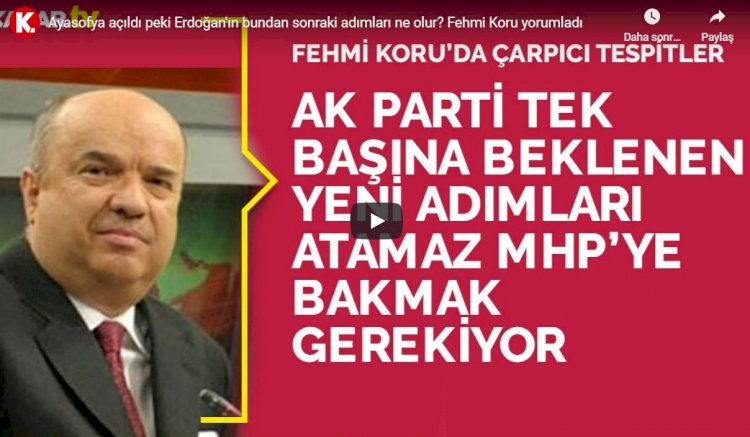 Fehmi Koru: AK Parti toplumu İslamlaştırmadı, Ayasofya açıldı diye bu durum değişmez