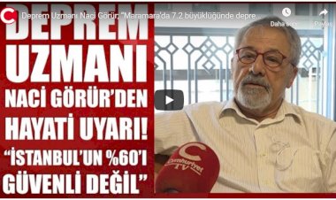 Deprem Uzmanı Naci Görür: “Maramara’da 7.2 büyüklüğünde deprem bekliyoruz”