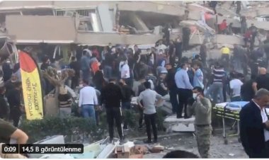 İzmir'de deprem denizi taşırdı, Tsunami benzeri görüntüler ortaya çıktı