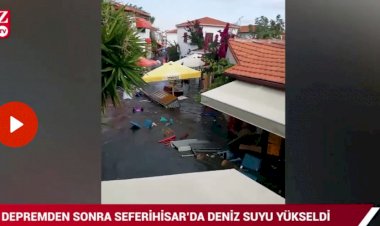 Depremin ardından deniz yükseldi, sokakları su bastı