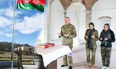 Cumhurbaşkanı Aliyev, Ermeni işgalinden kurtarılan Şuşa'da: Üzeyir Hacıbeyli'nin büstünü açtı