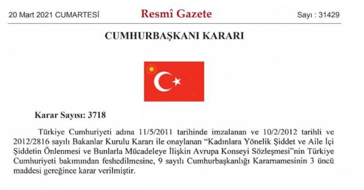 Türkiye, İstanbul Sözleşmesi'nden çekildi