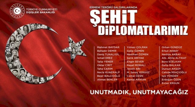 Dışişlerinden Ermeni terörü saldırılarında şehit olan diplomatlar için paylaşım