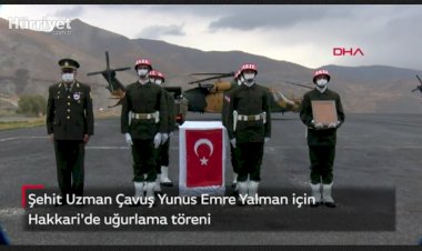 Şehit Uzman Çavuş Yunus Emre Yalman için Hakkari'de uğurlama töreni
