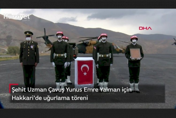 Şehit Uzman Çavuş Yunus Emre Yalman için Hakkari'de uğurlama töreni