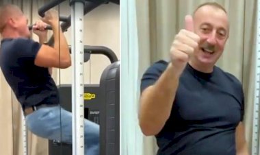 Azerbaycan Cumhurbaşkanı İlham Aliyev 60'ıncı yaş gününü barfiks çekerek kutladı.