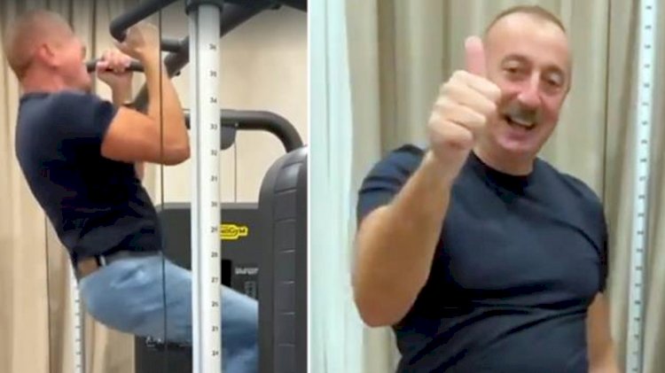 Azerbaycan Cumhurbaşkanı İlham Aliyev 60'ıncı yaş gününü barfiks çekerek kutladı.
