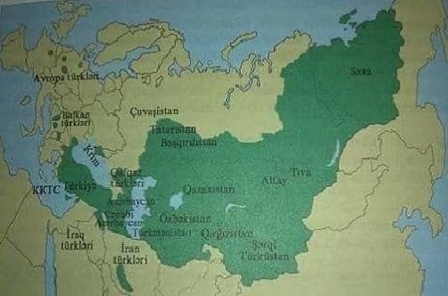 İşte Azerbaycan'da ders kitaplarında okutulan Türk Düşü Haritası