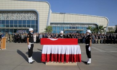 Mardin'deki trafik kazasında şehit olan polis Yahya Ergin için tören yapıldı
