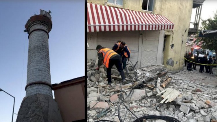 İzmir'de 4.9 büyüklüğünde deprem: Bir caminin minaresi yıkıldı, 20 binada çatlaklar oluştu