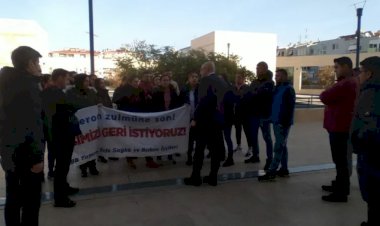 İşten çıkarılan evde bakım işçileri Tunç Soyer'i protesto etti