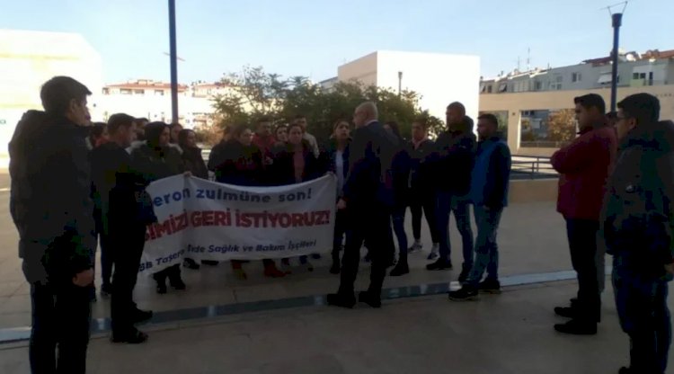 İşten çıkarılan evde bakım işçileri Tunç Soyer'i protesto etti