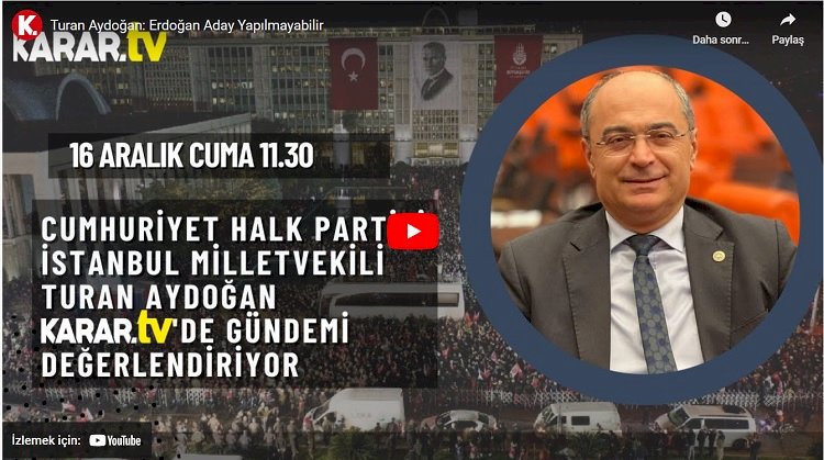 Turan Aydoğan: Erdoğan aday yapılmayabilir