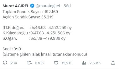 Yeni ıslak imzalı tutanaklarla son durum açıklandı. Murat Ağırel duyurdu