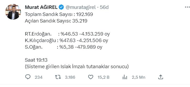 Yeni ıslak imzalı tutanaklarla son durum açıklandı. Murat Ağırel duyurdu
