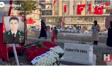 Şehit üsteğmenin cenazesi evinin karşısına defnedilmişti...