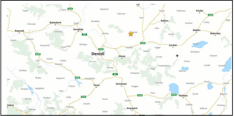 Denizli'de 3.6 Büyüklüğünde Deprem: AFAD Verilerine Göre Depremin Derinliği 7 Km