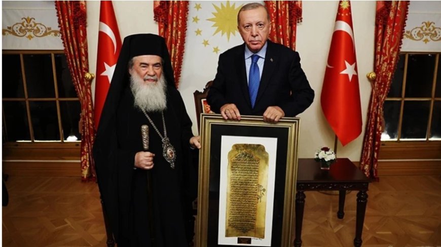 Kudüs Rum Ortodoks Patriği’nden Erdoğan’a Tarihi Hediye
