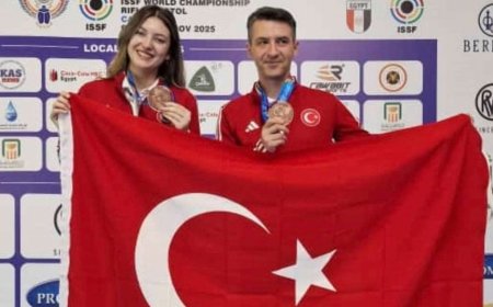 Milli atıcılar Damla Köse ve Mert Nalbant'tan tarihi başarı: Dünya 3'üncüsü oldu