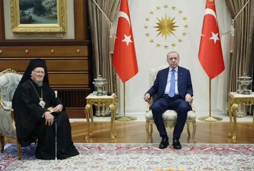Erdoğan, Fener Rum Patriği Bartholomeos’u Külliye’de kabul etti