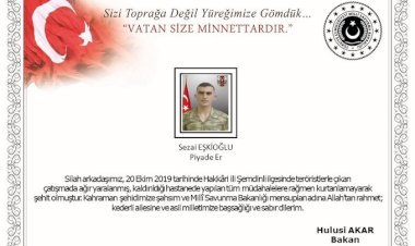 MSB: Fırat'ın doğusunda bir asker şehit oldu