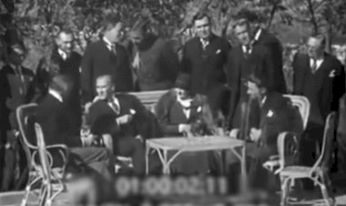 İşte Atatürk'ün su gibi Fransızca konuştuğu görüntü