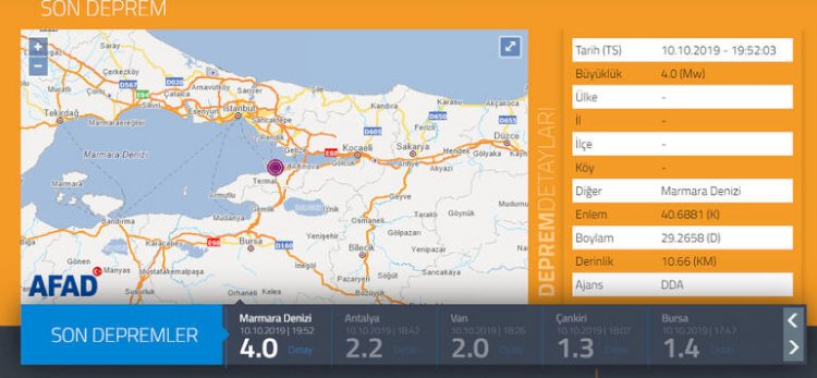 İstanbul'da 4 şiddetinde bir deprem daha meydana geldi.