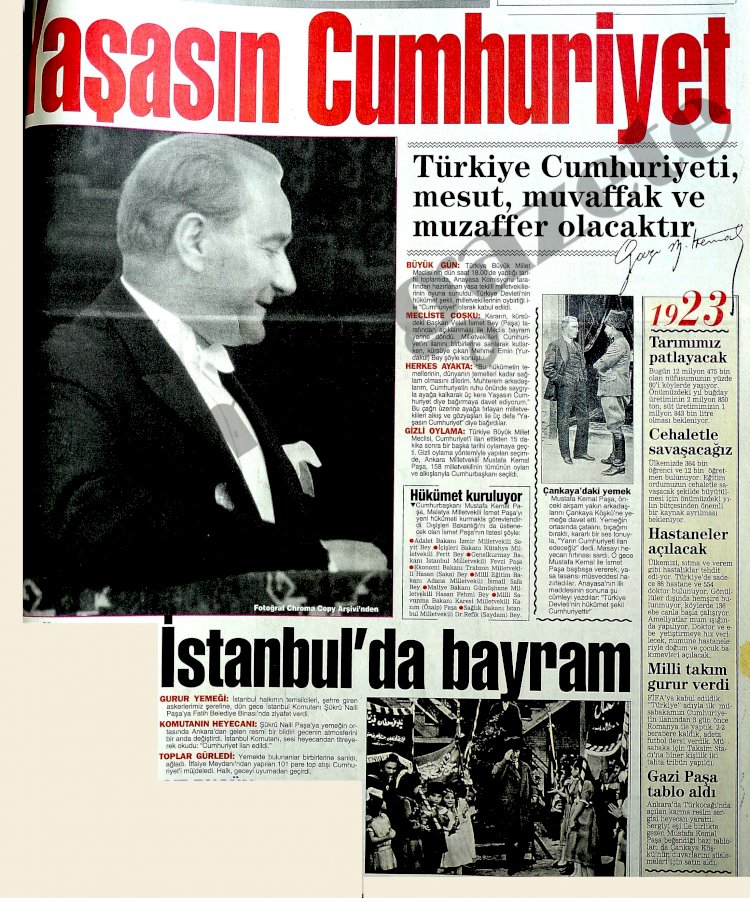 Arşivden çıkan gazetelerin Cumhuriyet Bayramı  manşetleri