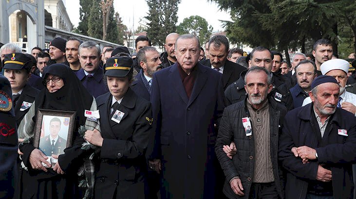 Çığ şehitlerine veda! Cumhurbaşkanı Erdoğan şehit cenazesine katıldı