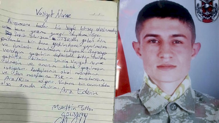 Burdurlu Şehidin  El  Yazısı ile Vasiyeti